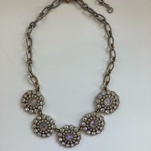 J Crew Silver Statement Necklace with Sparkle Stone Details